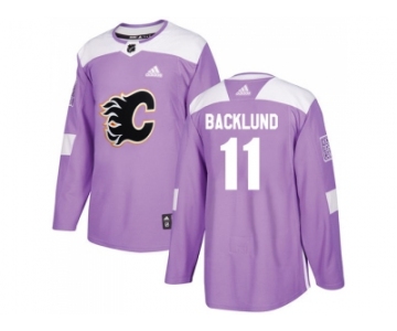 Men Adidas Calgary Flames #11 Mikael Backlund Purple Authentic Fights Cancer Stitched NHL Jersey