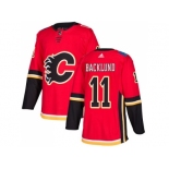 Men Adidas Calgary Flames #11 Mikael Backlund Red Home Authentic Stitched NHL Jersey