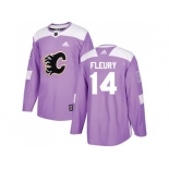 Men Adidas Calgary Flames #14 Theoren Fleury Purple Authentic Fights Cancer Stitched NHL Jersey