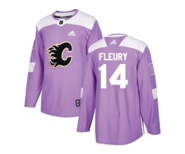 Men Adidas Calgary Flames #14 Theoren Fleury Purple Authentic Fights Cancer Stitched NHL Jersey