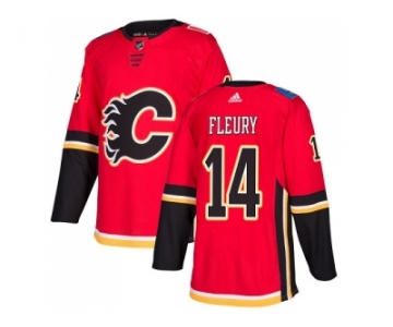 Men Adidas Calgary Flames #14 Theoren Fleury Red Home Authentic Stitched NHL Jersey