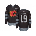 Men Adidas Calgary Flames #19 Matthew Tkachuk Black 1917-2017 100th Anniversary Stitched NHL Jersey