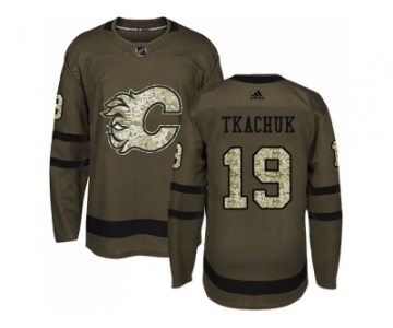 Men Adidas Calgary Flames #19 Matthew Tkachuk Green Salute to Service Stitched NHL Jersey