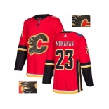 Men Adidas Calgary Flames #23 Sean Monahan Red Home Authentic Fashion Gold Stitched NHL Jersey