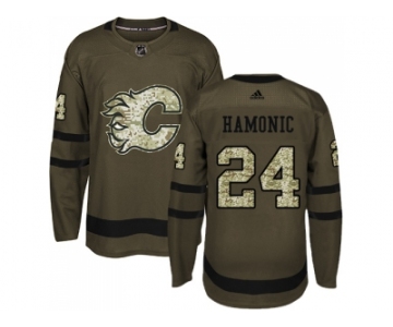 Men Adidas Calgary Flames #24 Travis Hamonic Green Salute to Service Stitched NHL Jersey