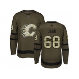 Men Adidas Calgary Flames #68 Jaromir Jagr Green Salute to Service Stitched NHL Jersey