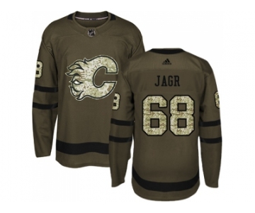 Men Adidas Calgary Flames #68 Jaromir Jagr Green Salute to Service Stitched NHL Jersey