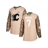 Men Adidas Calgary Flames #7 TJ Brodie Camo Authentic 2017 Veterans Day Stitched NHL Jersey