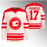 Men Calgary Flames #17 Yegor Sharangovich 2023 Cream Heritage Classic Primegreen Stitched Jersey