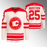 Men Calgary Flames #25 Jacob Markstrom 2023 Cream Heritage Classic Primegreen Stitched Jersey