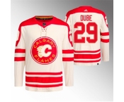 Men Calgary Flames #29 Dillon Dube 2023 Cream Heritage Classic Primegreen Stitched Jersey