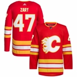 Men Calgary Flames #47 Connor Zary Red Stitched Jersey