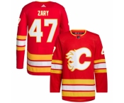 Men Calgary Flames #47 Connor Zary Red Stitched Jersey