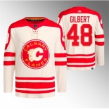 Men Calgary Flames #48 Dennis Gilbert 2023 Cream Heritage Classic Primegreen Stitched Jersey