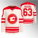 Men Calgary Flames #63 Adam Ruzicka 2023 Cream Heritage Classic Primegreen Stitched Jersey