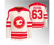 Men Calgary Flames #63 Adam Ruzicka 2023 Cream Heritage Classic Primegreen Stitched Jersey