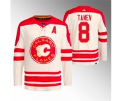 Men Calgary Flames #8 Chris Tanev 2023 Cream Heritage Classic Primegreen Stitched Jersey