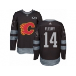 Men's Adidas Calgary Flames #14 Theoren Fleury Authentic Black 1917-2017 100th Anniversary NHL Jersey