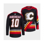 Men's Calgary Flames #10 Jonathan Huberdeau Black 2022-23 Reverse Retro Stitched Jersey