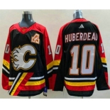 Men's Calgary Flames #10 Jonathan Huberdeau Black 2022 Reverse Retro Stitched Jersey