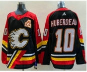 Men's Calgary Flames #10 Jonathan Huberdeau Black 2022 Reverse Retro Stitched Jersey