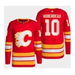 Men's Calgary Flames #10 Jonathan Huberdeau Red Stitched Jersey