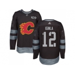 Men's Calgary Flames #12 Jarome Iginla Black 1917-2017 100th Anniversary Stitched NHL Jersey