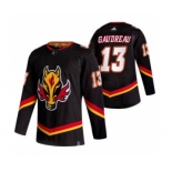 Men's Calgary Flames #13 Johnny Gaudreau Black 2020-21 Reverse Retro Alternate Hockey Jersey