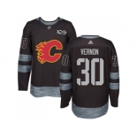 Men's Calgary Flames #30 Mike Vernon Black 1917-2017 100th Anniversary Stitched NHL Jersey