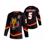 Men's Calgary Flames #5 Mark Giordano Black 2020-21 Reverse Retro Alternate Hockey Jersey