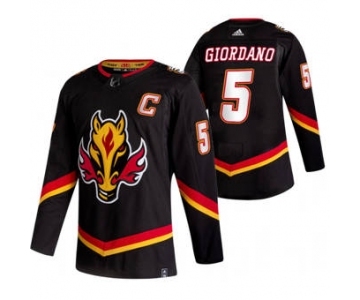 Men's Calgary Flames #5 Mark Giordano Black 2020-21 Reverse Retro Alternate Hockey Jersey