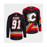 Men's Calgary Flames #91 Nazem Kadri Black 2022-23 Reverse Retro Stitched Jersey