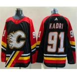 Men's Calgary Flames #91 Nazem Kadri Black 2022 Reverse Retro Stitched Jersey