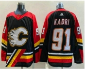 Men's Calgary Flames #91 Nazem Kadri Black 2022 Reverse Retro Stitched Jersey