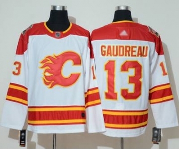 Men's Flames #13 Johnny Gaudreau White Authentic 2019 Heritage Classic Stitched Hockey Jersey