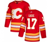 Men's Flames #17 Milan Lucic Red Alternate Authentic Stitched Hockey Jersey