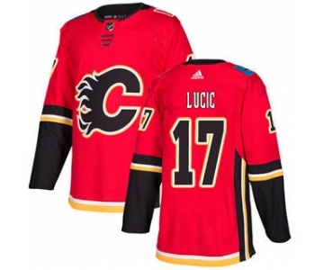 Men's Flames #17 Milan Lucic Red Home Authentic Stitched Hockey Jersey