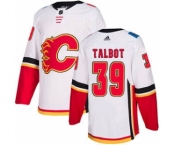 Men's Flames #39 Cam Talbot White Road Authentic Stitched Hockey Jersey