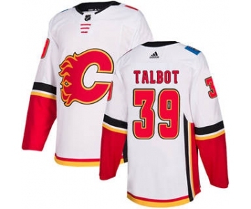 Men's Flames #39 Cam Talbot White Road Authentic Stitched Hockey Jersey