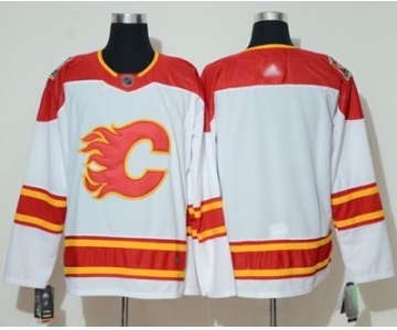 Men's Flames Blank White Authentic 2019 Heritage Classic Stitched Hockey Jersey