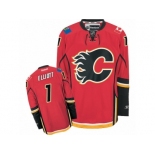 Men's Reebok Calgary Flames #1 Brian Elliott Authentic Red Home NHL Jersey