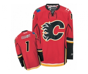 Men's Reebok Calgary Flames #1 Brian Elliott Authentic Red Home NHL Jersey