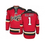 Men's Reebok Calgary Flames #1 Brian Elliott Authentic Red New Third NHL Jersey