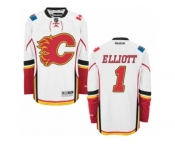 Men's Reebok Calgary Flames #1 Brian Elliott Authentic White Away NHL Jersey