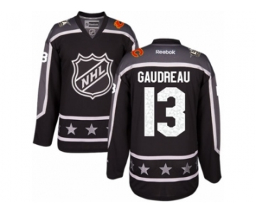 Men's Reebok Calgary Flames #13 Johnny Gaudreau Authentic Black Pacific Division 2017 All-Star NHL Jersey