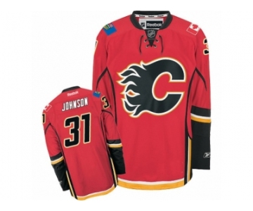 Men's Reebok Calgary Flames #31 Chad Johnson Authentic Red Home NHL Jersey