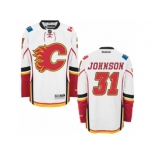 Men's Reebok Calgary Flames #31 Chad Johnson Authentic White Away NHL Jersey