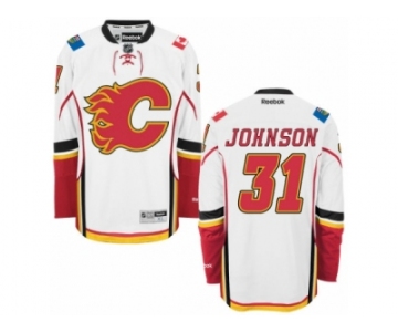 Men's Reebok Calgary Flames #31 Chad Johnson Authentic White Away NHL Jersey