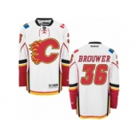 Men's Reebok Calgary Flames #36 Troy Brouwer Authentic White Away NHL Jersey