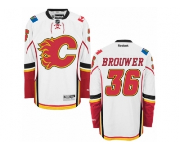 Men's Reebok Calgary Flames #36 Troy Brouwer Authentic White Away NHL Jersey